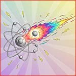 Image shows an atom losing an electron